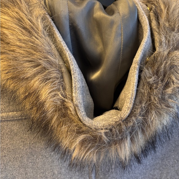 J. Crew Gray Coat with Faux Fur hood - Picture 3 of 6